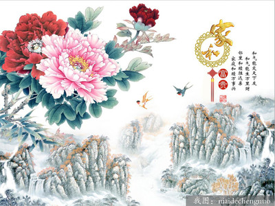 家和富貴牡丹花電視背景墻 苗木選擇與裝飾藝術